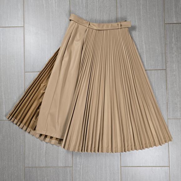3.1 Phillip Lim Women's Faux-Leather Asymmetric Pleated Midi Skirt Size 4 - Picture 11 of 13